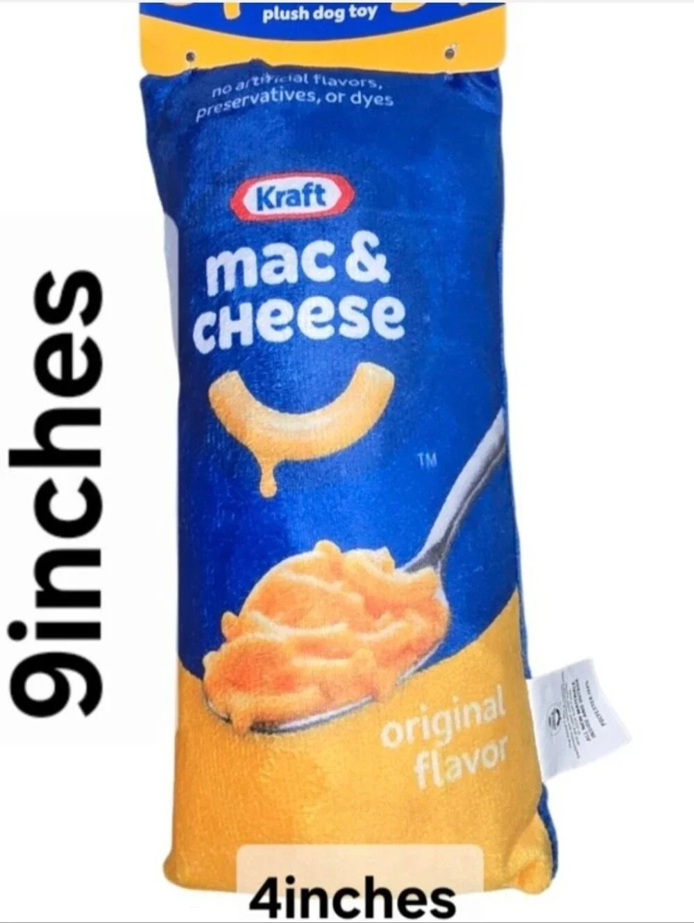 Mac & Cheese Plush Dog Toy - Blue & Yellow